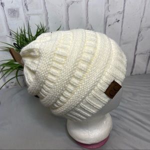 CC Ivory Slouchy Beanie Hat